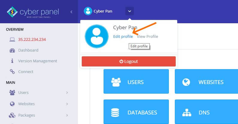 CyberPanel - Edit User Profile