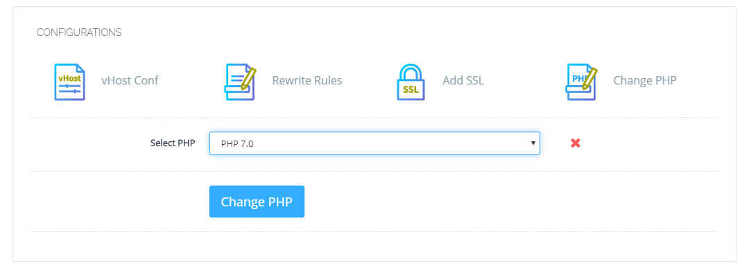 CyberPanel - Change PHP