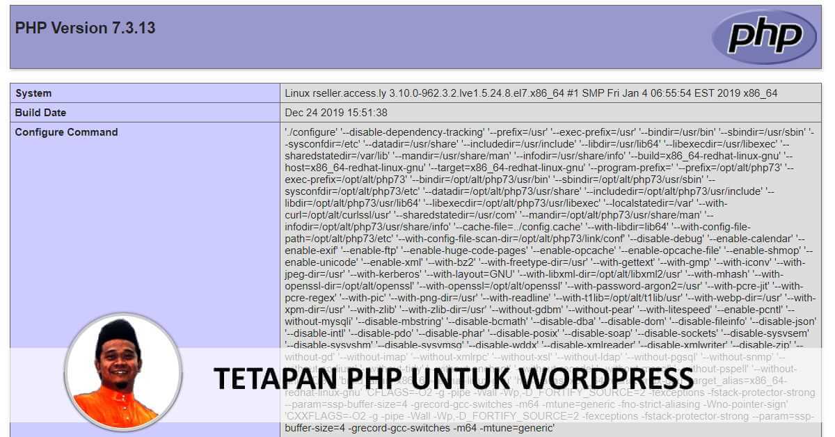 Tetapan PHP Untuk WordPress Dalam CPanel